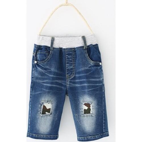 Hot sale 2020 children summer shorts jeans Kids cropped pants Boys casual high quality denim patchwork shorts 4-9 years