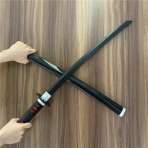 FigureCrazy 76cm Demon Slayer Sword Weapon Kamado Tanjirou Black Sowrd Kimetsu no Yaiba Cosplay 1:1 Ninja Knife Wood Anime Sword