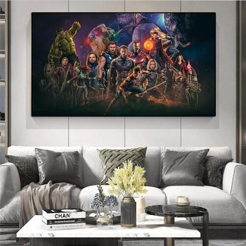 Avengers Superhero Canvas Painting HD Print Poster Living Room Bedroom Decoration Kids Gift Black and White Wall Decoration