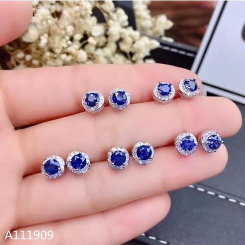 KJJEAXCMY boutique jewelry 925 sterling silver inlaid Natural sapphire Womens earrings support detection beautiful