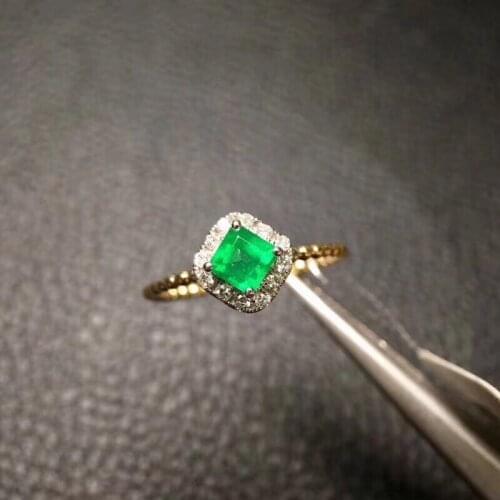 Cute Small Emerald Ring for Girl 3mm Natural Emerald Silver Ring 925 Sterling Silver Emerald Jewelry for Daily Wear
