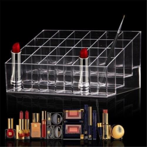 1pcs 24 Trapezoid Clear Makeup Cosmetic Organizer Storage Lipstick Holder Case Stand Drop Shipping Wholesale New ZE00100 LESHP