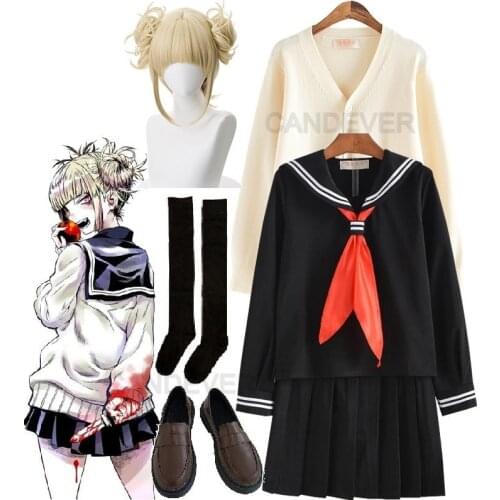 Cosplay Costume My Hero Academia Anime Cosplay Boku no Hero Academia Himiko Toga JK Uniform Women Sailor Suits sweaters shoes