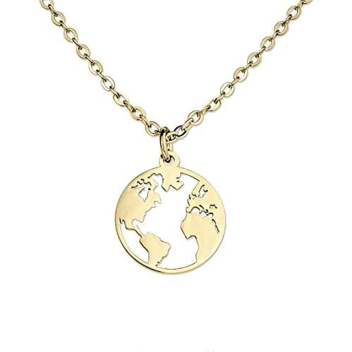 Small World pendant, in 925 silver or 18K gold plated. Adjustable in various sizes