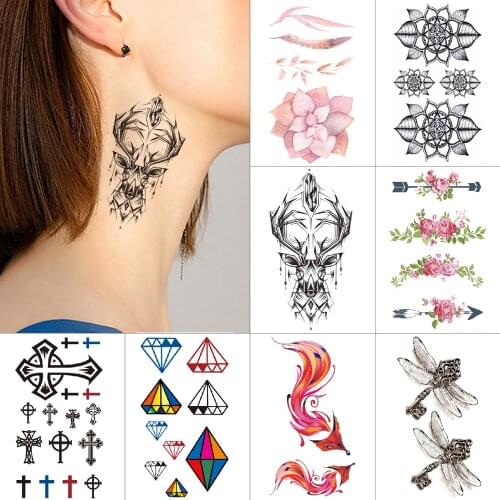 Small Waterproof temporary tattoo stickers Maple flower fox spider Neck tattoo 1 piece Body art sexy tattoo Paint Water Transfer