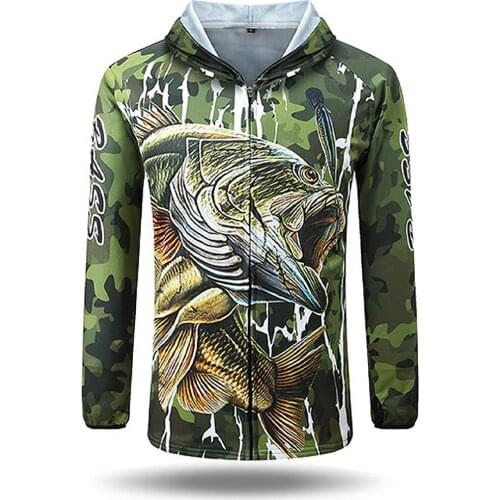 Men Anti-UV Fishing Clothes Quick-Dry Hoodie Jersey UPF 50＋ Breathable Sweatshirt Long Sleeve Jacket Outdoor Trip Hiking Camping