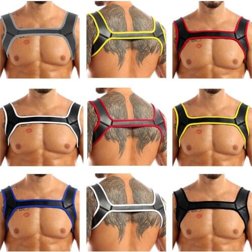 Male Lingerie Bdsm Bondage Mens Neoprene Chest Harness Strap Men Gay Clothing Tank Top Fetish Punk Rave Sexy Costume SM Sex Toy