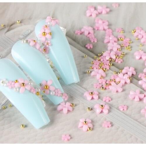 Nail Polish Decals Mixed Steel Balls Small Flower Nail Art Manicure Stickers 3d Mixed Size White Rhinestones Diy Accessories