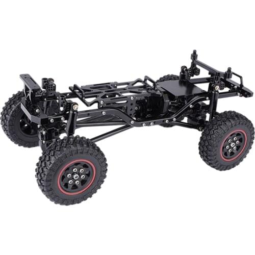RC CNC Upgrade Chassis Frame Body Set with Rubber Tyres Replacements for Axial SCX24 1:24 Scale RC Rock Crawler Accessories