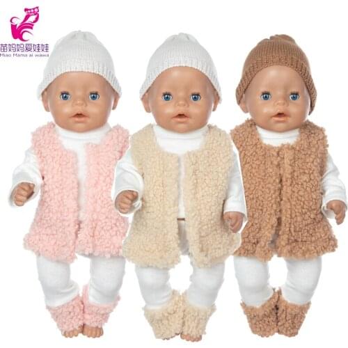 Reborn Baby Doll Clothes Pink Brown Fur Coat for 18 Inch Girl Doll Clothes Toys Outwear