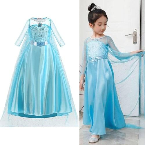 Elsa dress Beautiful princess Party costume 2 to 7 years old Clothing for girls summer cotton rapunzel clothes Cute long dresses
