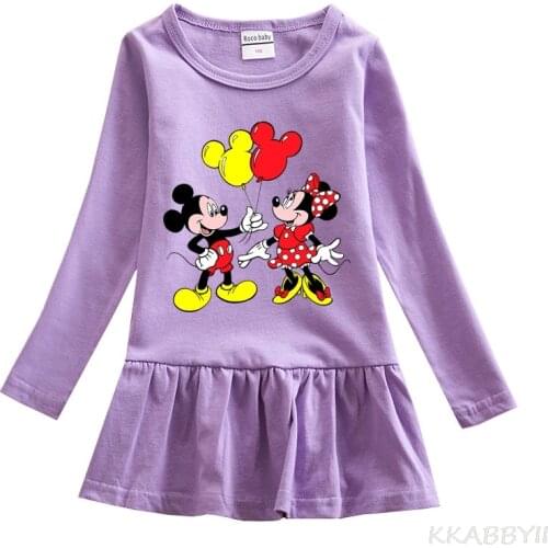 Long Sleeve Girls Dress Cute Cartoon Baby Dresses Disney Mickey Winter Clothings Kids Dresses for Kids Vestidos