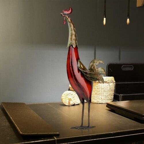 Garden Statue Rooster Figurine - Iron Statue for Bedroom Kitchen Dinning Room