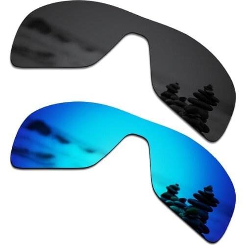 SmartVLT 2 Pieces Polarized Sunglasses Replacement Lenses for Oakley Turbine Rotor Stealth Black and Ice Blue