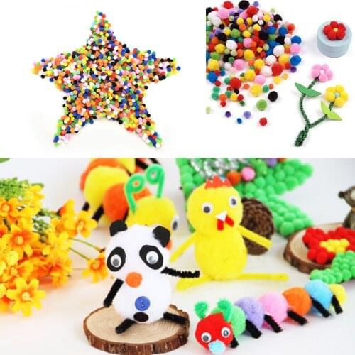 Funny 1000 Pcs/lot 10mm Crafts Round Shaped Pompom Mixed Color Soft Fluffy Pom Pom for kids