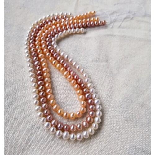 Loose beads white/pink/purple freshwater pearl near round 6-7mm 14" for DIY jewelry making FPPJ wholesale beads nature
