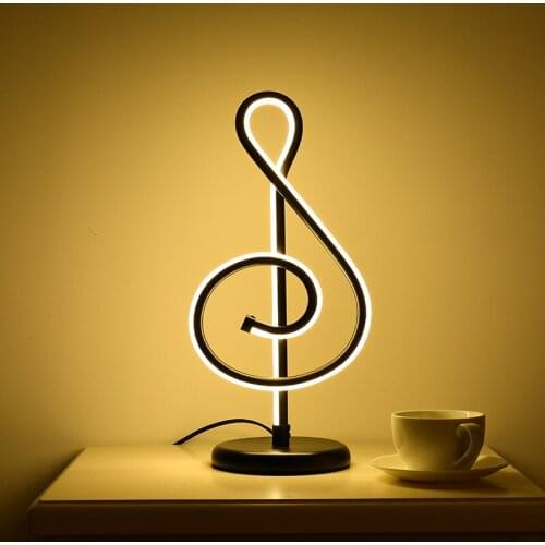 Thrisdar Creative Personality LED Table Lamp Bedroom Bedside Reading Desk Lamp Musical Notes Office Hotel Bar Table Light
