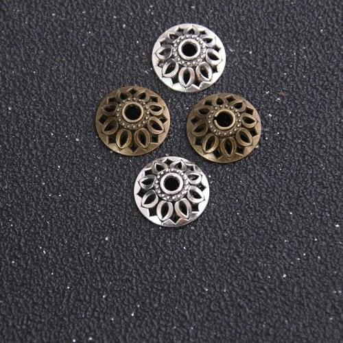 30pcs/lot 14*14mm Two Color Alloy Dome Bead Caps Receptacle Hand Made End Caps For Tassels Charms DIY Jewelry Making