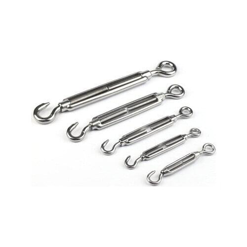4pcs M4 / M5 / M6 / M8 / M10 / M12 304 stainless steel adjust chain rig hook and eye turnstile silver choose