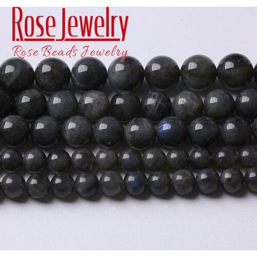 A+ Natural Black Larvikite Labradorite Stone Beads Round Loose Beads for Jewelry Making DIY Bracelet Accessories 15" 4/6/8/10MM
