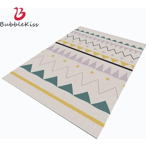 Bubble Kiss Ethnic Style Rug for Living Room Diamond Geometric Pattern Non-slip Bedside Decor Carpet Customized Balcony Mats