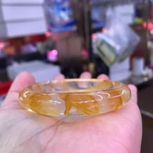 Class A Natural crystal bracelet yellow glue Flower Bracelet Handcarving jade bangle fashion jewelry bangles women gift bracelet