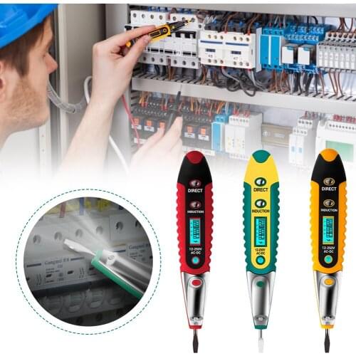 Digital Test Pencil Tester Electrical Voltage Detector Pen LCD Display Screwdriver AC/DC 12-250V For Electrician Tools Tester