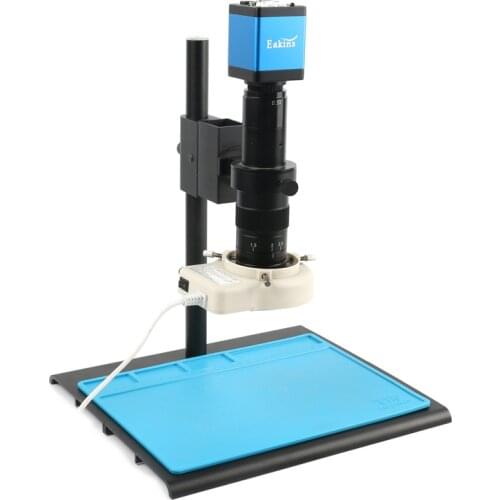 720P 14MP HDMI VGA USB Industrial Digital Video Microscope Camera + 180X C Mount Lens + 56 LED Ring Light For PCB Soldering