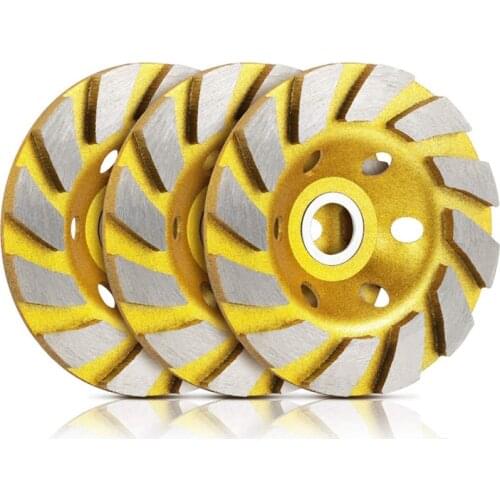 3 Pcs Turbo Row Diamond Grinding Cup Wheel Concrete Turbo Cup Disc Grinder for Sand of Concrete Walls, Floors
