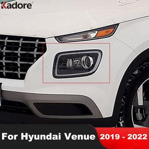 Headlight Cover Trim For Hyundai Venue 2019 2020 Carbon Fiber Head Light Lamp Eyebrow Trims Sticker Car Styling Accessories