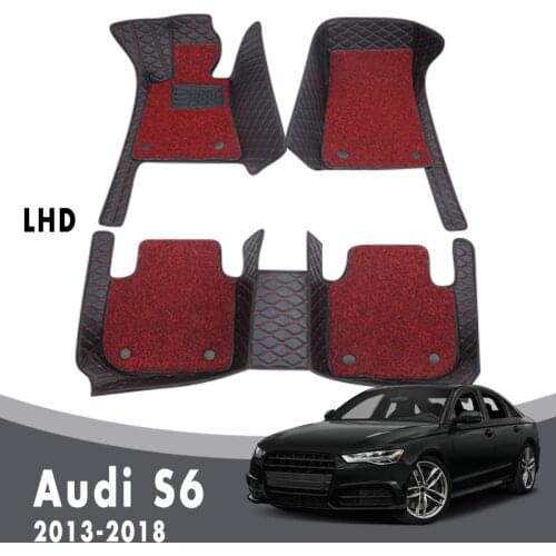 Double Layer Wire Loop Car Floor Mats Carpets For Audi S6 2018 2017 2016 2015 2014 2013 Luxury Auto Interior Accessories Cover