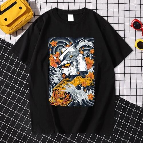 Gundan Japanese Anime Mobile Suit Oversize T Shirt Street Funny Short Sleeve Tshirt Summer Brand Cool Printed T Shirts Top Men