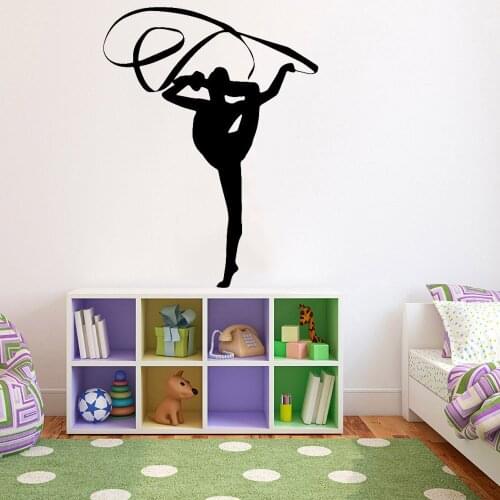 Gymnastics Wall Stickers Vinyl Decor For Girl Room Exercise Workout Sport Door Window Sticker Gym Training Room Decoration Z762
