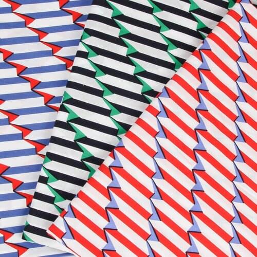 HLQON cotton sateen Colorful geometric pattern fabric for sewing women clothing upholstery tissue wedding dress patchwork DIY