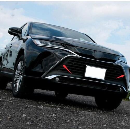 For Toyota Harrier Venza 2020 2021 Chrome Side Front Bumper Grille Grill Cover Moudling Sticker Trim Car Styling Accessories