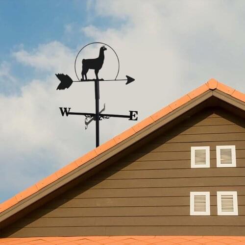 Alpaca Shape Stainless Steel Weathervane Fence Mount Weather Vane Wind Direction Indicator Outdoor Garden Barn Decor Crafts
