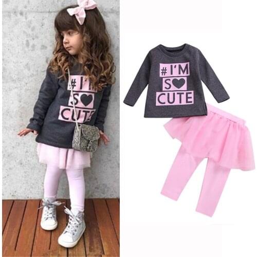 Girls Clothing Sets 2019 Winter Girls Clothes Set T-shirt+pants 2 pcs Kids Clothes Girl Sport Suit Children Clothes 6M-24M
