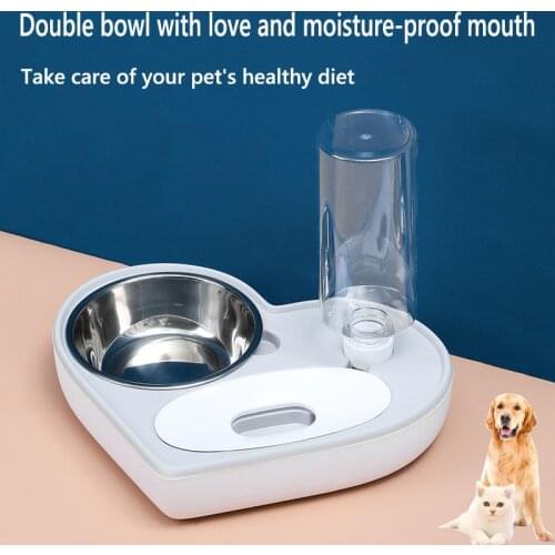 Love heart Pet Bowls Dog Food Water Feeder Stainless Steel Pet Drinking Dish Feeder Cat Puppy Feeding Supplies Dog Accessories