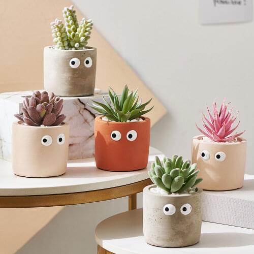 Creative Cement Flower Pot Art Vase Succulents Plant Pot Garden Storage Flower Pot Abstract Character Pot Micro Landscape Decor