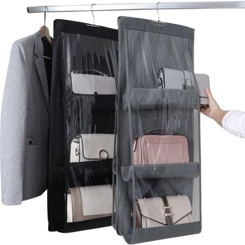 Wall-Mounted Bag Wallet Storage Box, Wallet Bag Storage Rack, Transparent and Visible Storage Bag with 6/8 Grids