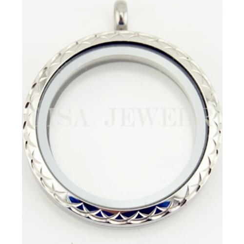 New arrive twist Carved pattern face 30mm Silver-plated stainless steel screw glass floating charms locket pendant necklace
