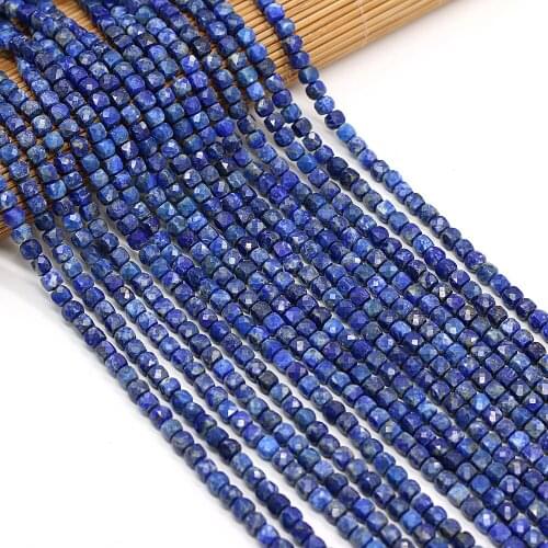 New Beaded Natural Semi-Precious Stones Faceted Irregular Square lapis lazuli Beads for Jewelry Making DIY Bracelet Gift 4x4mm