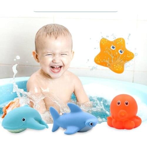T5EC Floating Animal Shaped Baby Bath Squirt Toys Toddler Salvage Toy Set Water Games