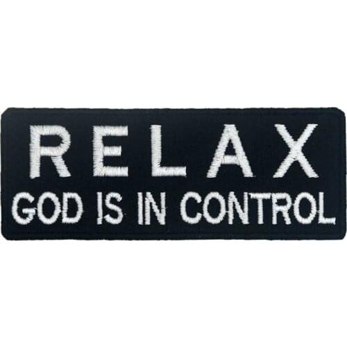 RELEX GOD IS IN CONTROL iron on backing punk skull embroidered rider biker motorcycle patches for back vest hat clothing