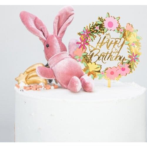 Happy Birthday Cake Toppers Golden Acrylic Cake Topper Birthday Party Dessert Decorations For Kids Baby Shower Baking Supplies