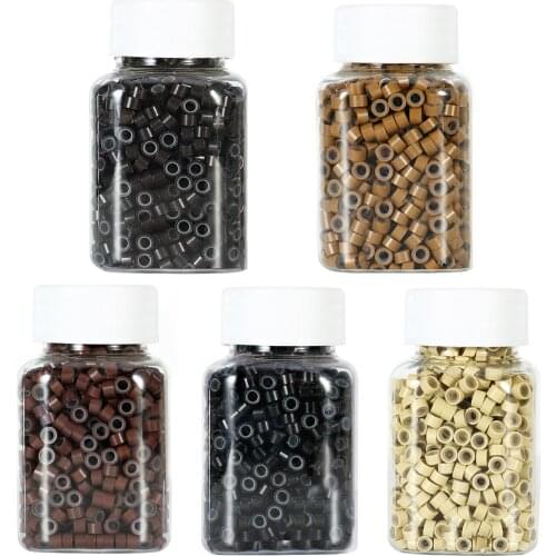 1000pcs 5mm Silicone Micro Link Tube Ring for Wig Hair Extensions Lined Beads Salon Tools 6 Colors Beaded