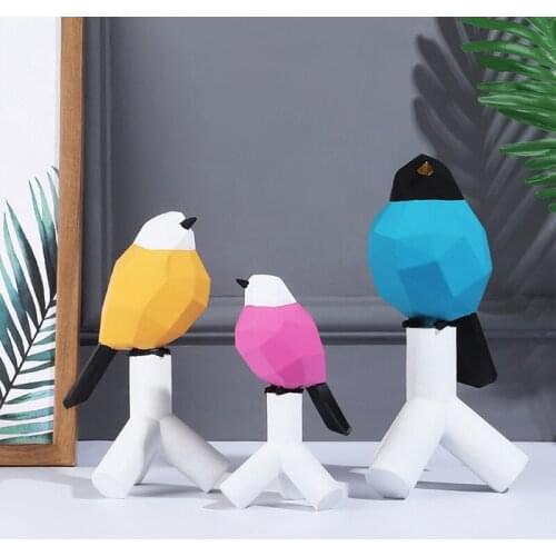 Nordic Resin Magpie Bird Geometric Origami Art Crafts Ornaments Simple Home Living Room Wine Cabinet Animal Figurine Decoration