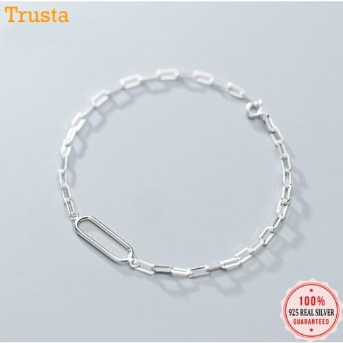 Trustdavis Minimalist 925 Sterling Silver Fashion Ellipse Chain Bracelet For Women Sterling Silver Wedding Jewelry Gift DS2502