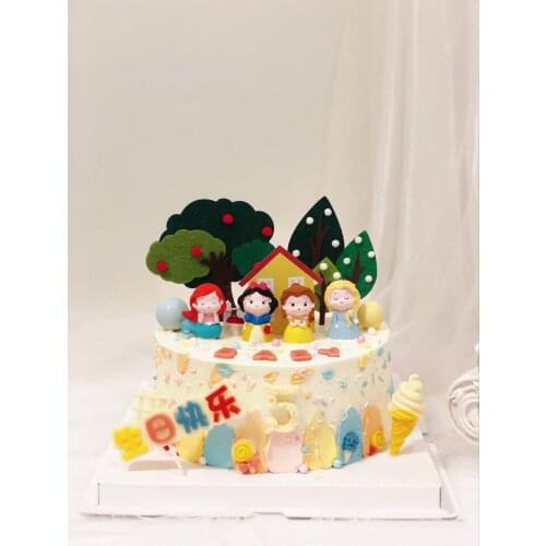 Princess Cake Decoration Mini Snow White Party Supplies Birthday Cake Topper Baby Shower Girl Pink Castle Baking Accessories