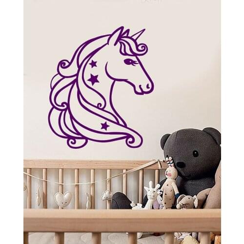 Bedroom Vinyl Wall Decal Cartoon Unicorn Star Fairy Tale Childrens Room Stickers Lovely Wall Sticker Self Adhesive Film D993